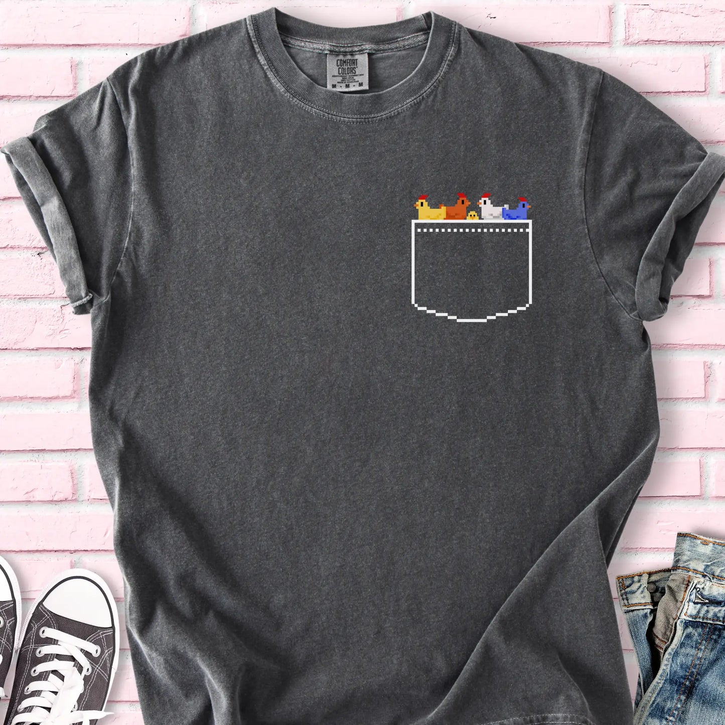 Chickens False Pocket T-shirt